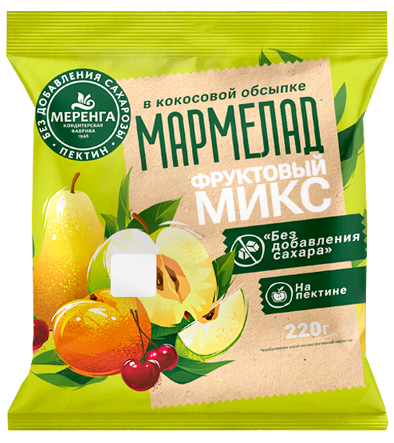 Меренга Мармелад без сахара в кокосовой обсыпке Фруктовый микс, 220г   в Пскове