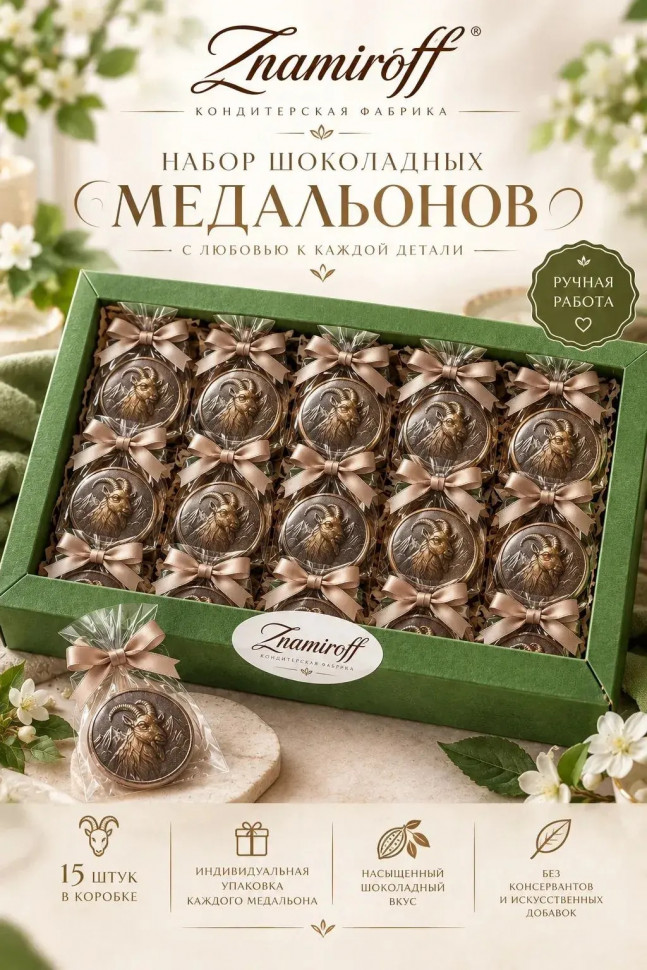  Фигурный шоколад набор Медальоны Козлики(15шт по 40г) в Пскове