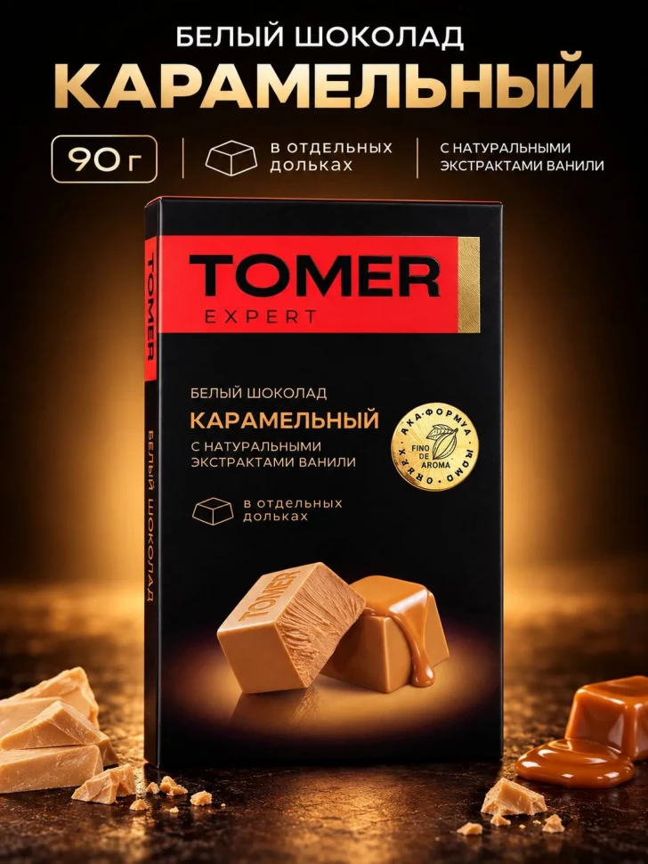  Фабрика Томер  Белый шоколад КАРАМЕЛЬНЫЙ, 90г  в Пскове